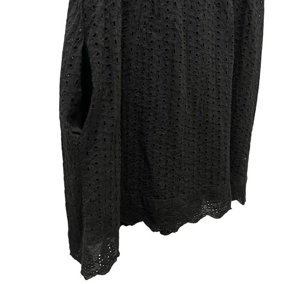 Romper Womens Medium Black Lace Eyelet V Neck Ruffle Strap Lined Shorts Summer - Picture 5 of 10